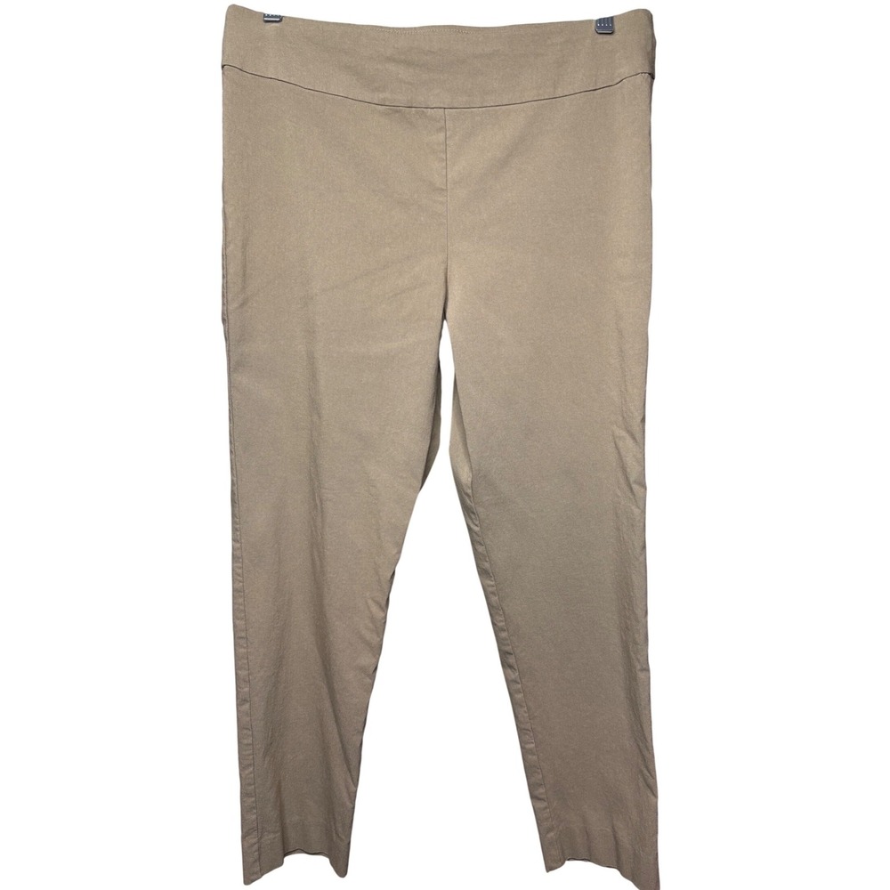 KRAZY LARRY Womens Khaki Ankle Pull On Stretch High Rise Pants 14 Preppy Neutral